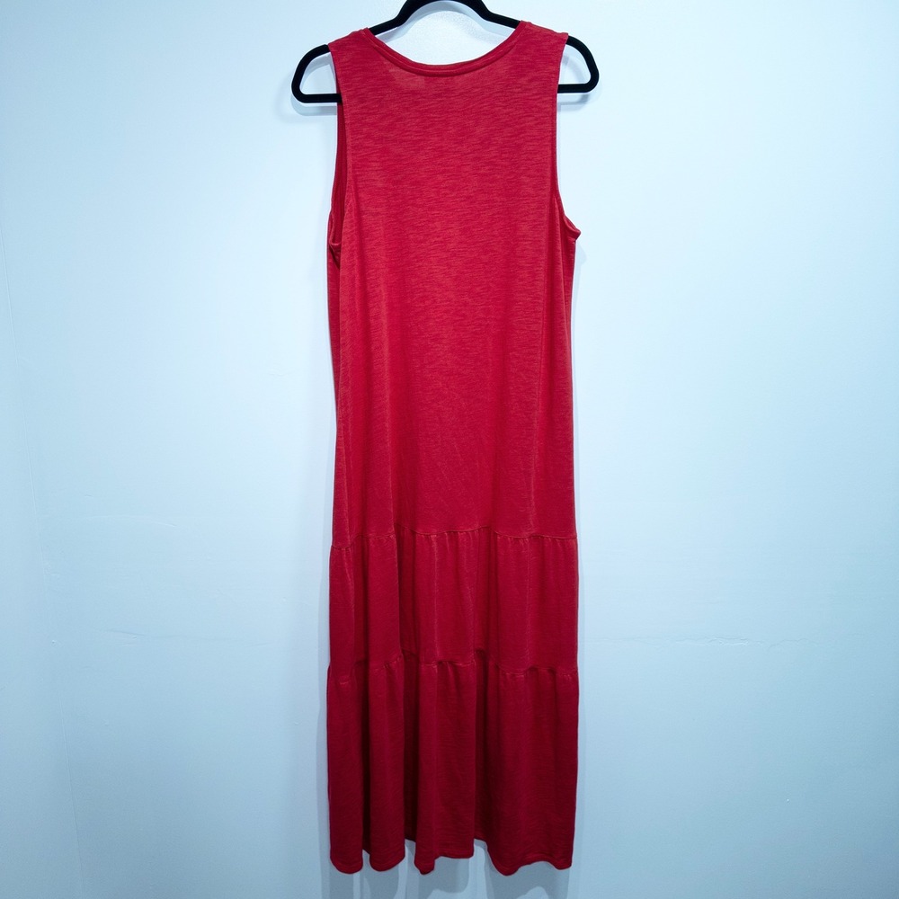 J. Jill Geranium Red Slub Knit Tiered Maxi Dress‎ Size Large Tall - Picture 5 of 6